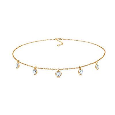 Elli Halskette Damen Choker Anhänger mit Kristallen aus 925 Sterling Silber vergoldet Elli Halskette Damen Choker Anhänger mit Kristallen aus 925 Sterling Silber vergoldet