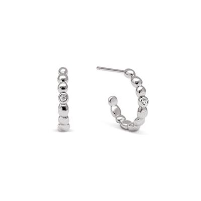 SINGULARU Creolen Pebble Spark. Messing mit Rhodium-Beschichtung und Zirkonia. Schmuck für Damen SINGULARU Creolen Pebble Spark. Messing mit Rhodium-Beschichtung und Zirkonia. Schmuck für Damen