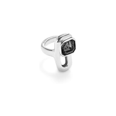 Uno de 50 UNOde50 Ring aus Metalllegierung versilbert mit schwarzem Kristall Uno de 50 UNOde50 Ring aus Metalllegierung versilbert mit schwarzem Kristall
