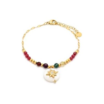 LUXENTER Zador Armband aus weißem Perlmutt, 18 Karat Gelbgold, Einheitsgröße, Messing, Perlmutt LUXENTER Zador Armband aus weißem Perlmutt, 18 Karat Gelbgold, Einheitsgröße, Messing, Perlmutt