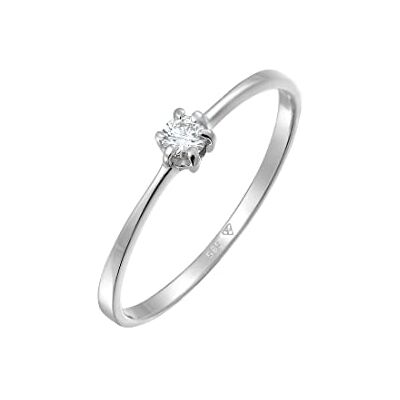 DIAMORE Elli DIAMONDS Ring Women Engagement Solitaire with Diamond (0.10 ct.) in 585 White Gold DIAMORE Elli DIAMONDS Ring Women Engagement Solitaire with Diamond (0.10 ct.) in 585 White Gold