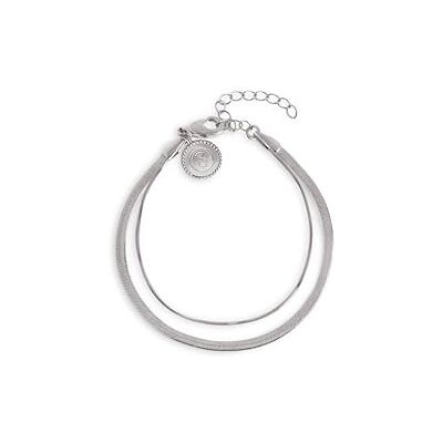 SINGULARU Doppel Lisse Tail Armband. Edelstahl mit Silberfarbener Beschichtung. Schmuck für Damen. SINGULARU Doppel Lisse Tail Armband. Edelstahl mit Silberfarbener Beschichtung. Schmuck für Damen.