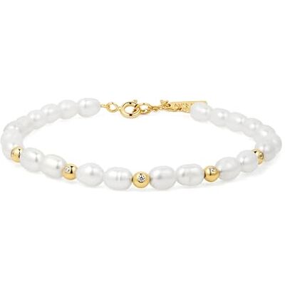 Ania Haie Damen Armband CHIC CREATOR aus 925 Sterling Silber 14k vergoldet, verziert mit 24 Süßwasserperlen und 10 Zirkonia, Länge: 16,5 cm + 2 cm Verlängerung, inkl. Geschenkverpackung Ania Haie Damen Armband CHIC CREATOR aus 925 Sterling Silber 14k vergoldet, verziert mit 24 Süßwasserperlen und 10 Zirkonia, Länge: 16,5 cm + 2 cm Verlängerung, inkl. Geschenkverpackung