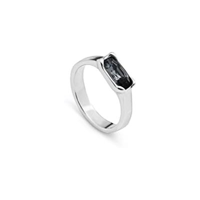 Uno de 50 RING AUS METALLLEGIERUNG, BESCHICHTET AUS STERLINGSILBER MIT GRAUEM FACETTIERTEM KRISTALL Uno de 50 RING AUS METALLLEGIERUNG, BESCHICHTET AUS STERLINGSILBER MIT GRAUEM FACETTIERTEM KRISTALL