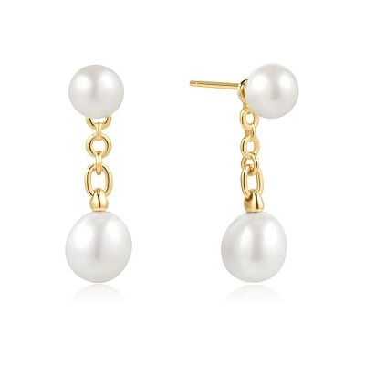 Ania Haie Damen Ohrstecker CHIC CREATOR Stud Ear Jackets aus 925 Sterling Silber 14k vergoldet, verziert mit 4 Süßwasserperlen, Größe: 13,5 mm, Perlen Größe: 6,5~7 mm, inkl. Geschenkverpackung Ania Haie Damen Ohrstecker CHIC CREATOR Stud Ear Jackets aus 925 Sterling Silber 14k vergoldet, verziert mit 4 Süßwasserperlen, Größe: 13,5 mm, Perlen Größe: 6,5~7 mm, inkl. Geschenkverpackung