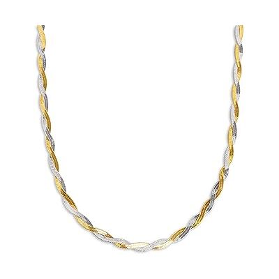 SINGULARU Halskette Lisse Twister Mix 18 Kt vergoldetes Edelstahlcollier in zwei Farben Geflochtene Kette in einer Größe 40 cm mit Verlängerung Damenschmuck Verschiedene Ausführungen SINGULARU Halskette Lisse Twister Mix 18 Kt vergoldetes Edelstahlcollier in zwei Farben Geflochtene Kette in einer Größe 40 cm mit Verlängerung Damenschmuck Verschiedene Ausführungen