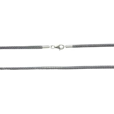 DUR Halskette dick aus 925 Sterling Silber und Baumwolle, Grau, Länge: 60 cm, K2127.60 DUR Halskette dick aus 925 Sterling Silber und Baumwolle, Grau, Länge: 60 cm, K2127.60