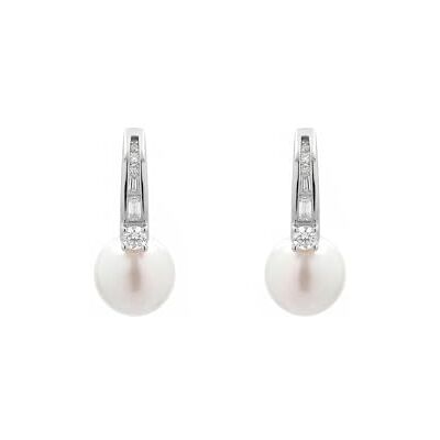LUXENTER Tyasmi Ohrringe aus Metalllegierung mit weißem Perlmutt, Silber-Finish, Weiß, mittelgroße Ohrringe, glänzender Stil, Damenschmuck LUXENTER Tyasmi Ohrringe aus Metalllegierung mit weißem Perlmutt, Silber-Finish, Weiß, mittelgroße Ohrringe, glänzender Stil, Damenschmuck