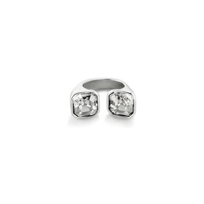 Uno de 50 UNOde50 Ring Sterling Silber plattiert Kristall Weiß Facettiert Schmuck Handwerk Modern Cubistisches Design Uno de 50 UNOde50 Ring Sterling Silber plattiert Kristall Weiß Facettiert Schmuck Handwerk Modern Cubistisches Design
