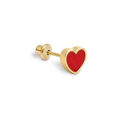 SINGULARU Einzelner Ohrring Heart Red Enamel. Sterlingsilber mit 18 kt Goldbeschichtung. Schmuck für Damen. SINGULARU Einzelner Ohrring Heart Red Enamel. Sterlingsilber mit 18 kt Goldbeschichtung. Schmuck für Damen.