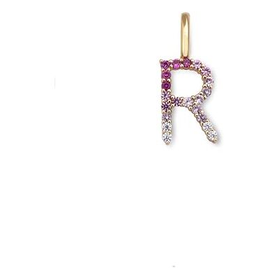 SINGULARU Letter Spark Sakura Charm. Sterlingsilber mit 18 Kt Vergoldeter Beschichtung und Zirkonia. Schmuck für Damen. Buchstabe R. SINGULARU Letter Spark Sakura Charm. Sterlingsilber mit 18 Kt Vergoldeter Beschichtung und Zirkonia. Schmuck für Damen. Buchstabe R.