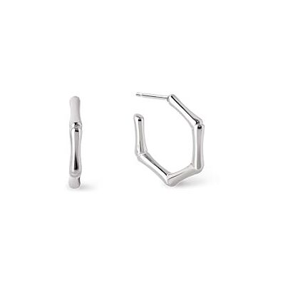SINGULARU Mini Bamboo Creolen. Edelstahl mit silberfarbener Beschichtung. Schmuck für Damen. SINGULARU Mini Bamboo Creolen. Edelstahl mit silberfarbener Beschichtung. Schmuck für Damen.