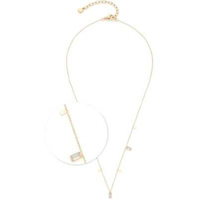 JEWELS BY LEONARDO Halskette Ciao Liora, kurze Kette aus goldfarbenem Edelstahl, rechteckige Plättchen und klare Baguette Glassteine, 42-47 cm Länge, Schmuck Geschenk, 024458 JEWELS BY LEONARDO Halskette Ciao Liora, kurze Kette aus goldfarbenem Edelstahl, rechteckige Plättchen und klare Baguette Glassteine, 42-47 cm Länge, Schmuck Geschenk, 024458