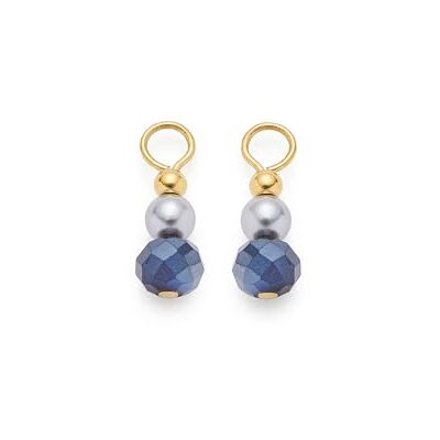 JEWELS BY LEONARDO Anhänger Beauty's Aline • 1 Paar Charms-Anhänger aus goldfarbenem Edelstahl • facettierte blaue Glassteine, graue Perle und goldene Kugel • Schmuck Geschenk für Frauen • 025523 JEWELS BY LEONARDO Anhänger Beauty's Aline • 1 Paar Charms-Anhänger aus goldfarbenem Edelstahl • facettierte blaue Glassteine, graue Perle und goldene Kugel • Schmuck Geschenk für Frauen • 025523