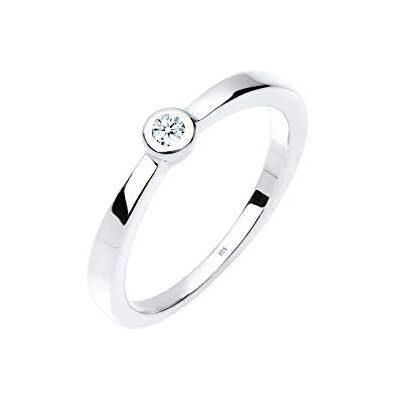 DIAMORE Elli DIAMONDS Ring Women Classic Solitaire with Diamond (0.03 ct.) in 925 Sterling Silver DIAMORE Elli DIAMONDS Ring Women Classic Solitaire with Diamond (0.03 ct.) in 925 Sterling Silver