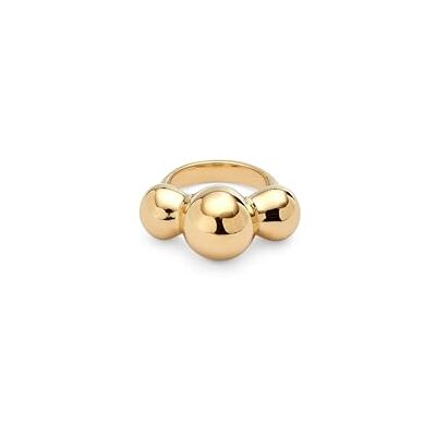 Uno de 50 UNOde50 18 Karat vergoldeter Ring mit drei zentralen Perlen Handgefertigter Schmuck Hergestellt in Spanien Uno de 50 UNOde50 18 Karat vergoldeter Ring mit drei zentralen Perlen Handgefertigter Schmuck Hergestellt in Spanien