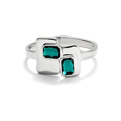 Uno de 50 Armband aus Sterlingsilber-plattierter Metalllegierung mit grünem und weißem facettiertem Kristall Uno de 50 Armband aus Sterlingsilber-plattierter Metalllegierung mit grünem und weißem facettiertem Kristall