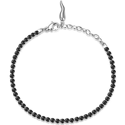 Brosway Armband DESIDERI mit einem Glückshorn Anhänger für Damen aus Edelstahl mit Zirkonia in der Farbe Schwarz mit Karabinerverschluss, Länge: 185 mm, BEI014 Brosway Armband DESIDERI mit einem Glückshorn Anhänger für Damen aus Edelstahl mit Zirkonia in der Farbe Schwarz mit Karabinerverschluss, Länge: 185 mm, BEI014