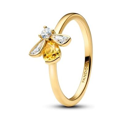 PANDORA Ring Honigbiene in 14 Karat Vergoldung mit Cubic Zirkonia, Damen Ring mit gelben und klaren Steinen, Bienenmotiv, eleganter Statement Ring, Größe: 56, 164562C01-56 PANDORA Ring Honigbiene in 14 Karat Vergoldung mit Cubic Zirkonia, Damen Ring mit gelben und klaren Steinen, Bienenmotiv, eleganter Statement Ring, Größe: 56, 164562C01-56
