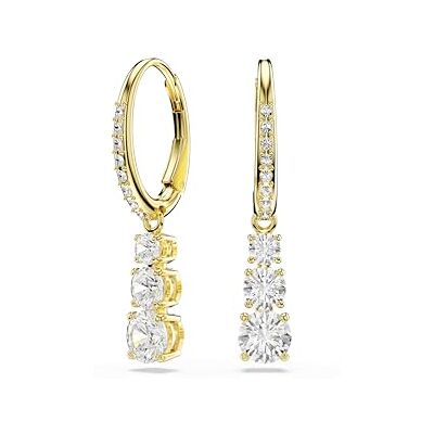 Swarovski Stilla Attract Kreolen, Vergoldete Ohrringe mit Drei Klaren Zirkonia im Rundschliff und Schimmerndem Pavé, Größe: 2.7 x 0.5 cm Swarovski Stilla Attract Kreolen, Vergoldete Ohrringe mit Drei Klaren Zirkonia im Rundschliff und Schimmerndem Pavé, Größe: 2.7 x 0.5 cm