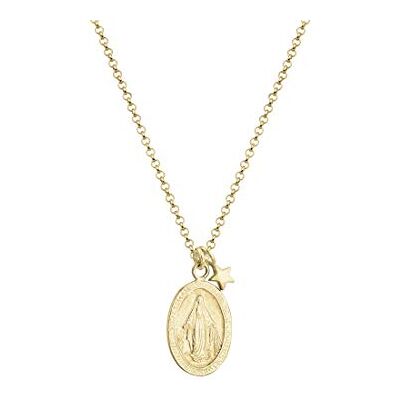 Elli Halskette Silber 925 Vergoldet 24K Marienbild Stern Anhänger Kette Damen Schmuck Geschenke für Frauen Mädchen Mama Freundin, Vintage Silberkette Länge 45 cm Elli Halskette Silber 925 Vergoldet 24K Marienbild Stern Anhänger Kette Damen Schmuck Geschenke für Frauen Mädchen Mama Freundin, Vintage Silberkette Länge 45 cm