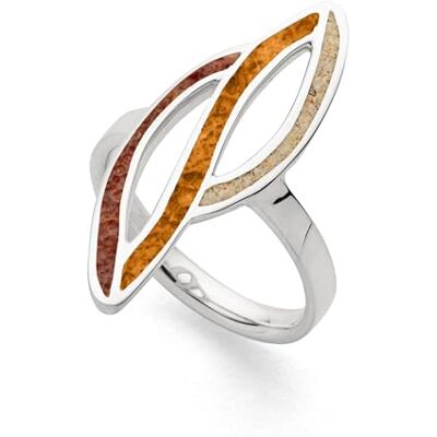 DUR Ring Ocean Stream 2 aus 925 Sterling Silber mit braunem, hellbbraunem Bernstein und Strandsand veredelt in der Farbe Silber/Braun/Hellbraun/Beige, Größe: 56, R5858.56 DUR Ring Ocean Stream 2 aus 925 Sterling Silber mit braunem, hellbbraunem Bernstein und Strandsand veredelt in der Farbe Silber/Braun/Hellbraun/Beige, Größe: 56, R5858.56