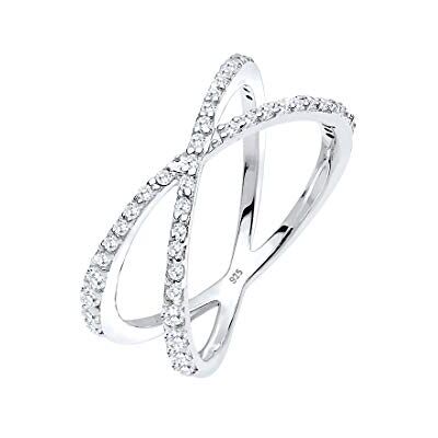 Elli Ring Damen Wickel X mit Zirkonia Kristallen in 925 Sterling Silber Elli Ring Damen Wickel X mit Zirkonia Kristallen in 925 Sterling Silber
