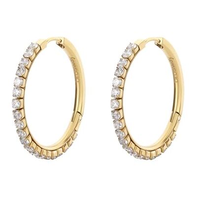 Brosway DESIDERI Ohrhänger für Damen aus Edelstahl mit Zirkonia und 14K-vergoldeter-PVD-Beschichtung, Durchmesser: 32,2 mm, BEIE015 Brosway DESIDERI Ohrhänger für Damen aus Edelstahl mit Zirkonia und 14K-vergoldeter-PVD-Beschichtung, Durchmesser: 32,2 mm, BEIE015