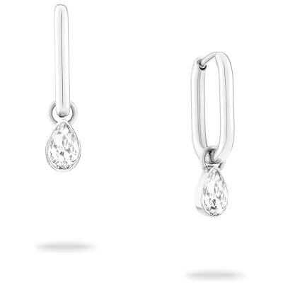 Echtzeit Creole Like Diamonds 2,2 cm, silber Edelstahl-Ohrring mit funkelndem Zirkonia-Tropfen abnehmbarer Anhänger wasserfester & hautfreundlicher Schmuck Echtzeit Creole Like Diamonds 2,2 cm, silber Edelstahl-Ohrring mit funkelndem Zirkonia-Tropfen abnehmbarer Anhänger wasserfester & hautfreundlicher Schmuck