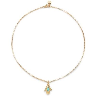 Uno de 50 UNOde50 Halskette Anhänger Kette Charm mit türkisem Stein Metalllegierung vergoldet mit 18 K handgefertigter Schmuck , Einheitsgröße, Legierung, Kein Edelstein Uno de 50 UNOde50 Halskette Anhänger Kette Charm mit türkisem Stein Metalllegierung vergoldet mit 18 K handgefertigter Schmuck , Einheitsgröße, Legierung, Kein Edelstein