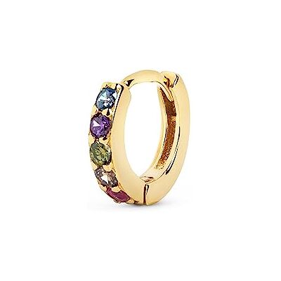 SINGULARU Einzelner Creolen-Ohrring Cleo M Colors. Sterlingsilber mit 18 kt Goldbeschichtung. Schmuck für Damen SINGULARU Einzelner Creolen-Ohrring Cleo M Colors. Sterlingsilber mit 18 kt Goldbeschichtung. Schmuck für Damen