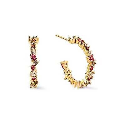 SINGULARU Estellar Creolen. Sterlingsilber mit 18 Kt Vergoldeter Beschichtung und Zirkonia. Schmuck für Damen. SINGULARU Estellar Creolen. Sterlingsilber mit 18 Kt Vergoldeter Beschichtung und Zirkonia. Schmuck für Damen.