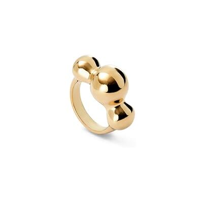 Uno de 50 18k gold-plated ring with three central beads Artisanal Jewelry Handcrafted in Spain Uno de 50 18k gold-plated ring with three central beads Artisanal Jewelry Handcrafted in Spain