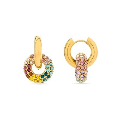 LUXENTER Rawe Ohrringe aus mehrfarbigem Kristall, 18 Karat Gelbgold, Único, Messing, Nicht anwendbar LUXENTER Rawe Ohrringe aus mehrfarbigem Kristall, 18 Karat Gelbgold, Único, Messing, Nicht anwendbar