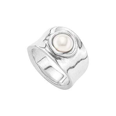 Uno de 50 Ring aus Metall, beschichtet mit Sterlingsilber und Perlenkristall Uno de 50 Ring aus Metall, beschichtet mit Sterlingsilber und Perlenkristall
