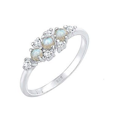 Elli Ring Damen Vintage Look Funkelnd mit Labradorit Edelstein und Zirkonia in 925 Sterling Silber Elli Ring Damen Vintage Look Funkelnd mit Labradorit Edelstein und Zirkonia in 925 Sterling Silber