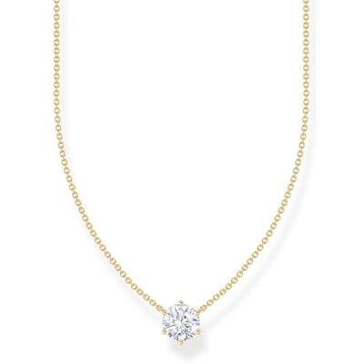 THOMAS SABO Kette mit weißem Zirkonia-Anhänger vergoldetes Silber KE2210-414-14 THOMAS SABO Kette mit weißem Zirkonia-Anhänger vergoldetes Silber KE2210-414-14