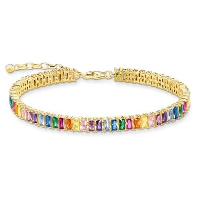 THOMAS SABO Tennis-Armband bunte Steine gold 925 Sterlingsilber, 750 Gelbgold Vergoldung THOMAS SABO Tennis-Armband bunte Steine gold 925 Sterlingsilber, 750 Gelbgold Vergoldung