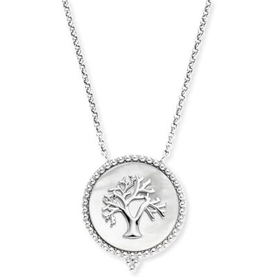 Engelsrufer Damen Halskette aus Sterling Silber in Silber mit Lebensbaum Medallion auf weissem Perlmutt, Karabinerverschluss, nickelfrei, Größe: 42+4+4 cm, ERN-LILTREE-PE Engelsrufer Damen Halskette aus Sterling Silber in Silber mit Lebensbaum Medallion auf weissem Perlmutt, Karabinerverschluss, nickelfrei, Größe: 42+4+4 cm, ERN-LILTREE-PE