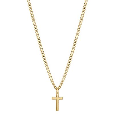 Brosway Halskette Ink für Herren aus 316L-Edelstahl mit 14-Karat-Gold-Beschichtung und kreuzförmigem Anhänger, Karabinerverschluss, Länge: 50 cm, BIK30 Brosway Halskette Ink für Herren aus 316L-Edelstahl mit 14-Karat-Gold-Beschichtung und kreuzförmigem Anhänger, Karabinerverschluss, Länge: 50 cm, BIK30