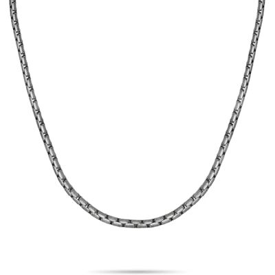 S. Oliver Herren Necklace Halskette aus mattiertem Edelstahl IP Gun Venezianerkette 55 cm wasserfest & hautfreundlich S. Oliver Herren Necklace Halskette aus mattiertem Edelstahl IP Gun Venezianerkette 55 cm wasserfest & hautfreundlich