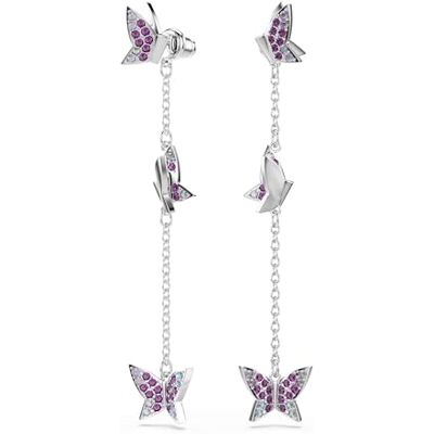 Swarovski Idyllia Ohrringe, Rundschliff, Schmetterling, Lila, Rhodiniert Swarovski Idyllia Ohrringe, Rundschliff, Schmetterling, Lila, Rhodiniert