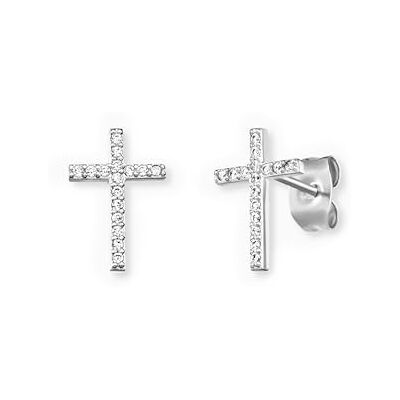 Engelsrufer Damen Kreuz Ohrstecker aus Sterling Silber besetzt mit 32 weißen Zirkonia Steinen Steckverschluss nickelfrei Engelsrufer Damen Kreuz Ohrstecker aus Sterling Silber besetzt mit 32 weißen Zirkonia Steinen Steckverschluss nickelfrei