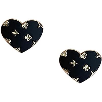 veridical Gebackene Emaille Floret Liebe Ohrringe Einfache kleine frische Temperament Ohren, schwarz veridical Gebackene Emaille Floret Liebe Ohrringe Einfache kleine frische Temperament Ohren, schwarz