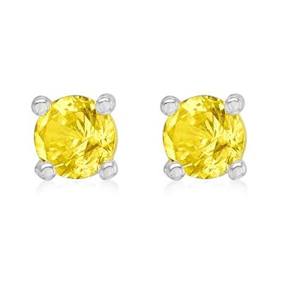 Amazon Ohrstecker aus rhodiniertem Sterlingsilber, Citrin-Zirkonia, Geburtsstein November Amazon Ohrstecker aus rhodiniertem Sterlingsilber, Citrin-Zirkonia, Geburtsstein November