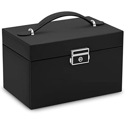 Massido Schmuckkästchen Schmuckschatulle mit Spiegel Schmuckaufbewahrung Organizer Tragbar 18,6 x 14,8 x 11 cm Schwarz Massido Schmuckkästchen Schmuckschatulle mit Spiegel Schmuckaufbewahrung Organizer Tragbar 18,6 x 14,8 x 11 cm Schwarz