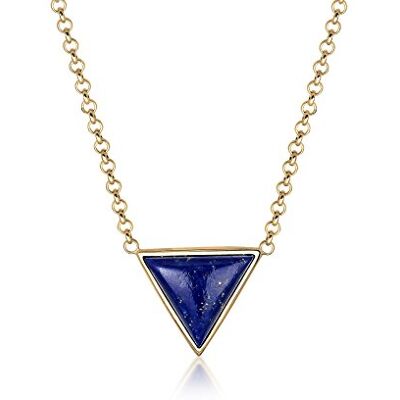 Elli Halskette Damen mit Anhänger Triangle Lapis Lazuli im Geo Look in 925 Sterling Silber vergoldet 45 cm lang Elli Halskette Damen mit Anhänger Triangle Lapis Lazuli im Geo Look in 925 Sterling Silber vergoldet 45 cm lang