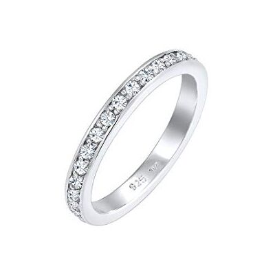 Elli Ring Damen Band Glamourös mit Kristallen in 925 Sterling Silber Elli Ring Damen Band Glamourös mit Kristallen in 925 Sterling Silber