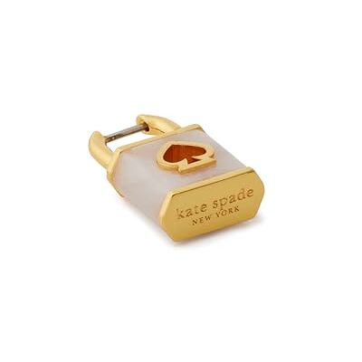 kate spade new york Lock and Spade Huggies, Weißgold kate spade new york Lock and Spade Huggies, Weißgold