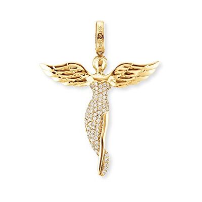Engelsrufer Damen Engel Anhänger aus 18K Vergoldetem Sterling Silber besetzt mit 90 Zirkonia Steinen Ösenverschluss nickelfrei Engelsrufer Damen Engel Anhänger aus 18K Vergoldetem Sterling Silber besetzt mit 90 Zirkonia Steinen Ösenverschluss nickelfrei